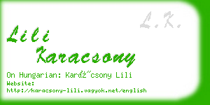 lili karacsony business card